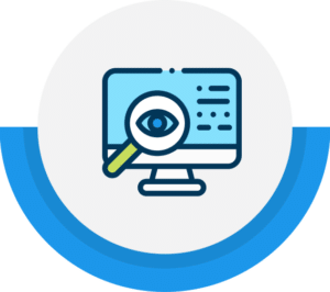 Computer screen with eye symbol for search